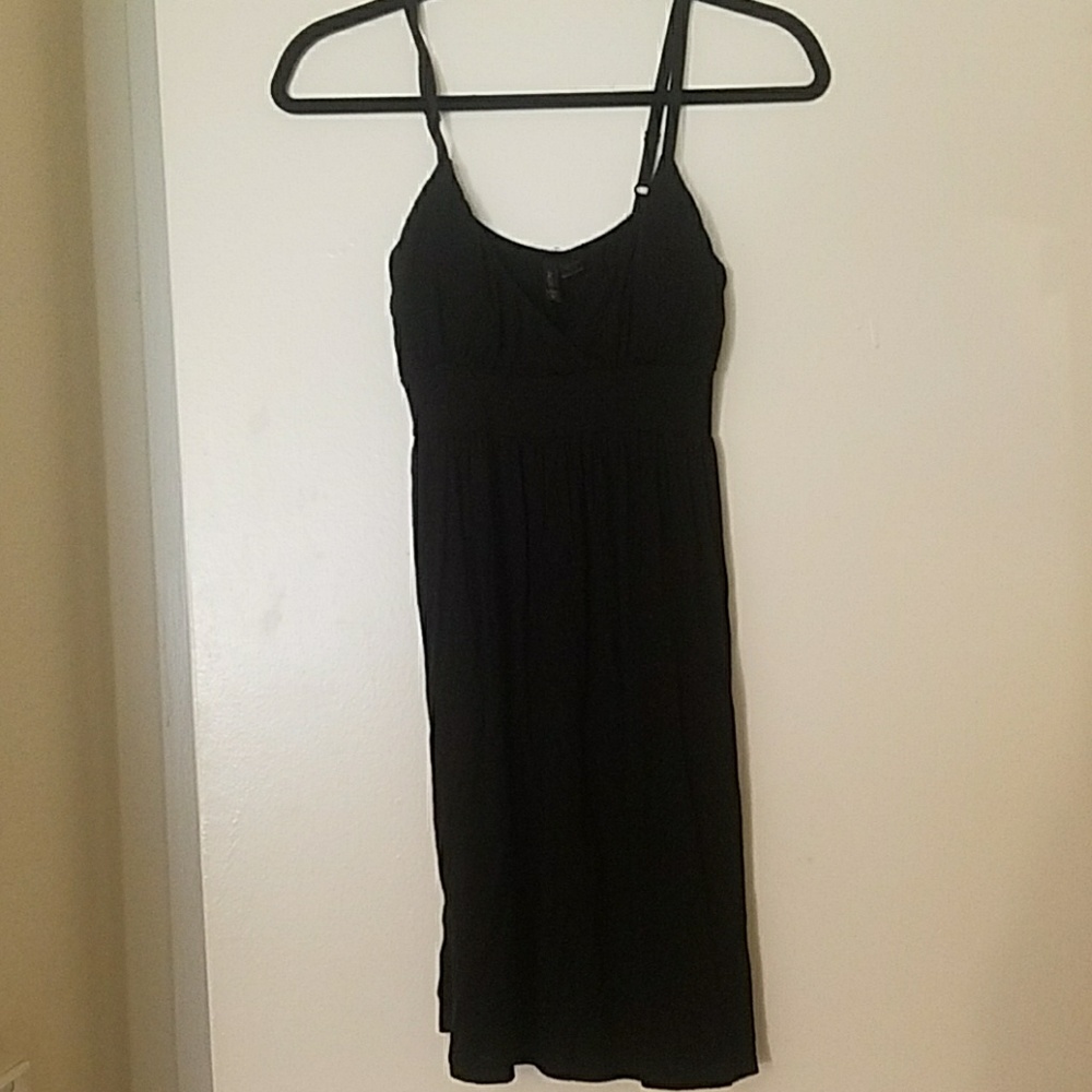 Black cotton dress with adjustable straps